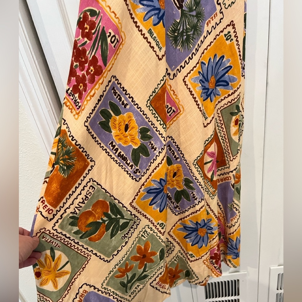 Paper heart Maxi Dress linen blend - stamps pattern - Picture 6 of 11